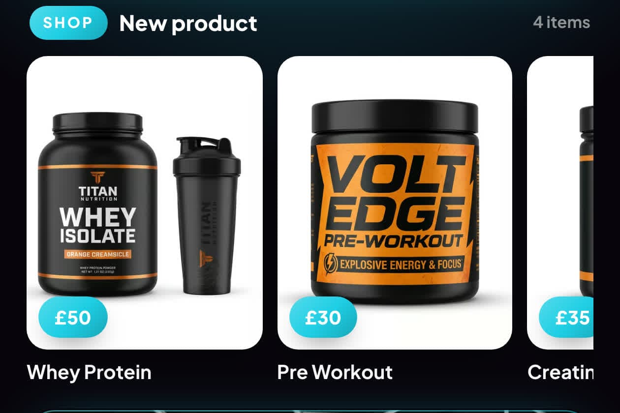 A creator's Hubzy page showing a shop row with products and prices
